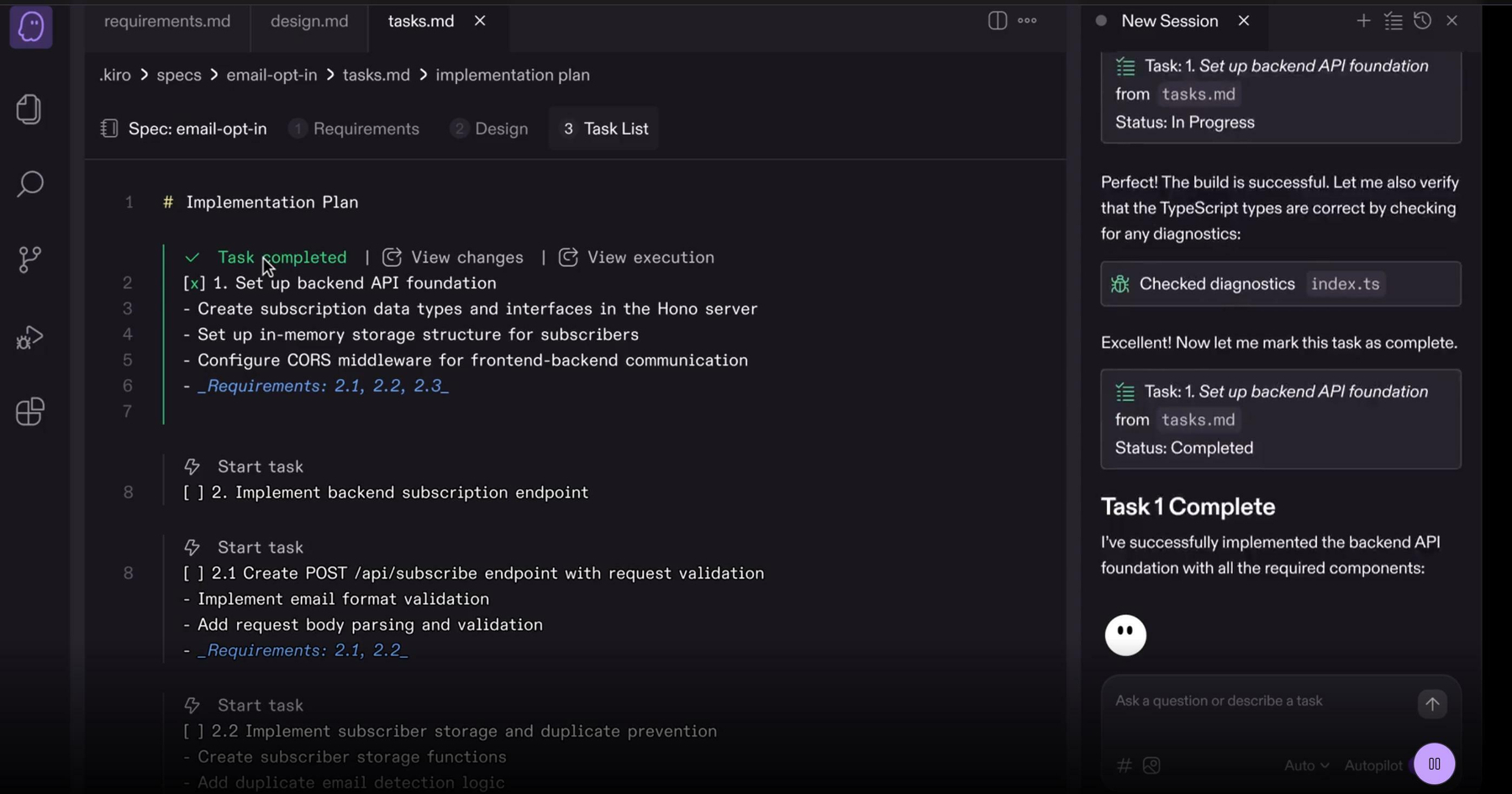Kiro interface preview